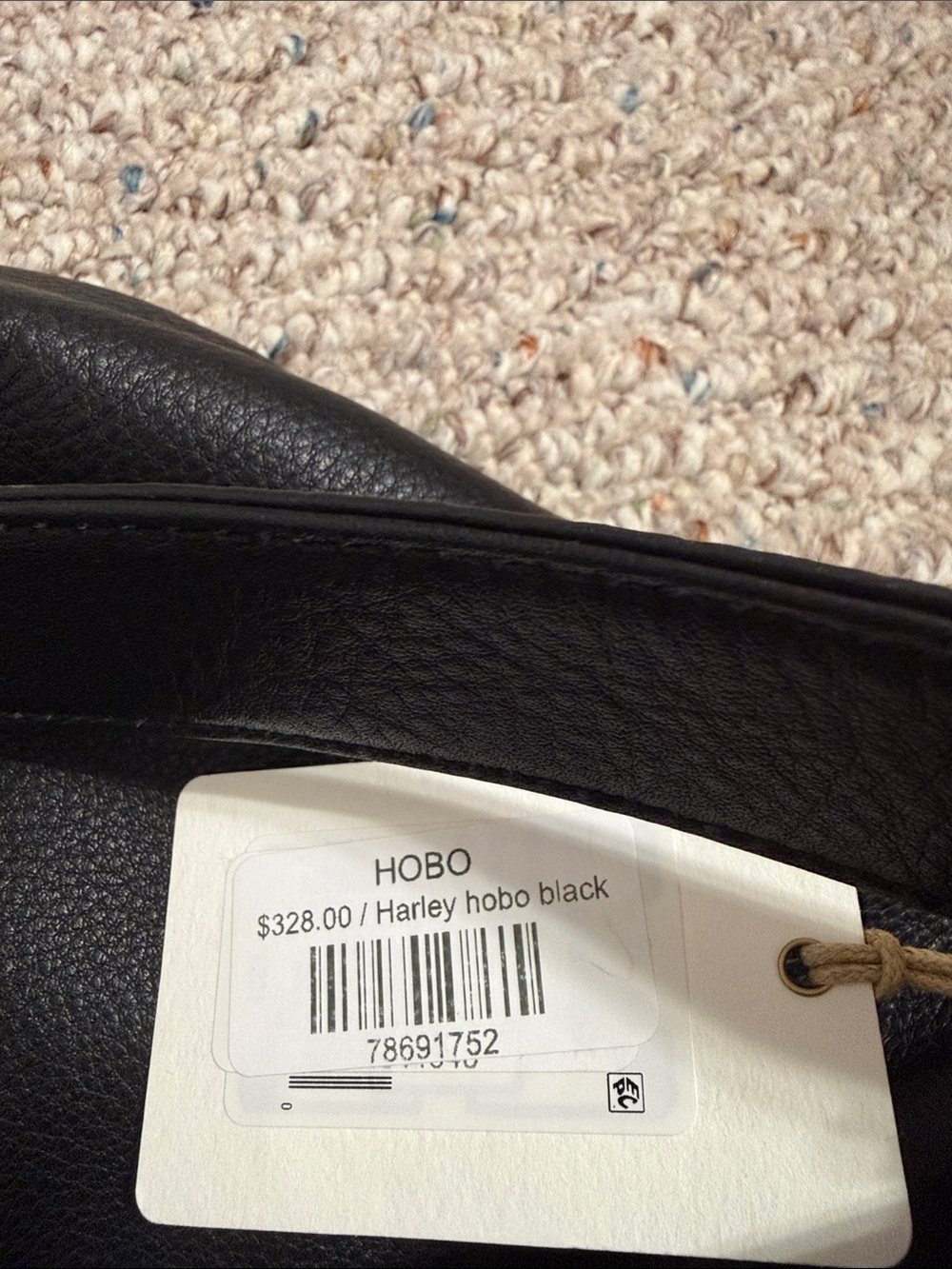 HOBO Black Pebbled Leather Shoulder Hobo with Gold Hardware - Picture 3 of 3